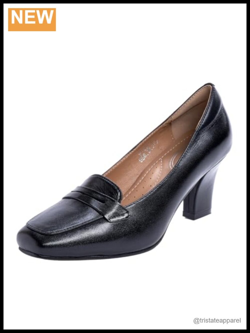 Mona Flying Women's Leather Chunky Loafer Pumps Square Toe High Heels